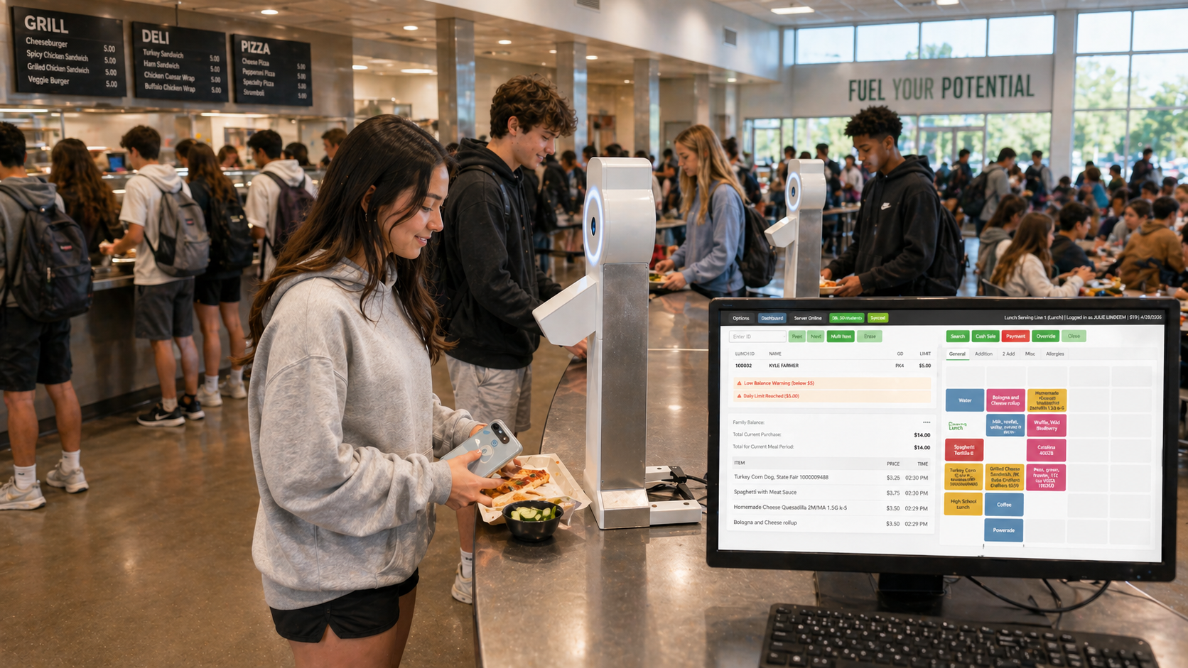 EduTrak food service in the cafeteria