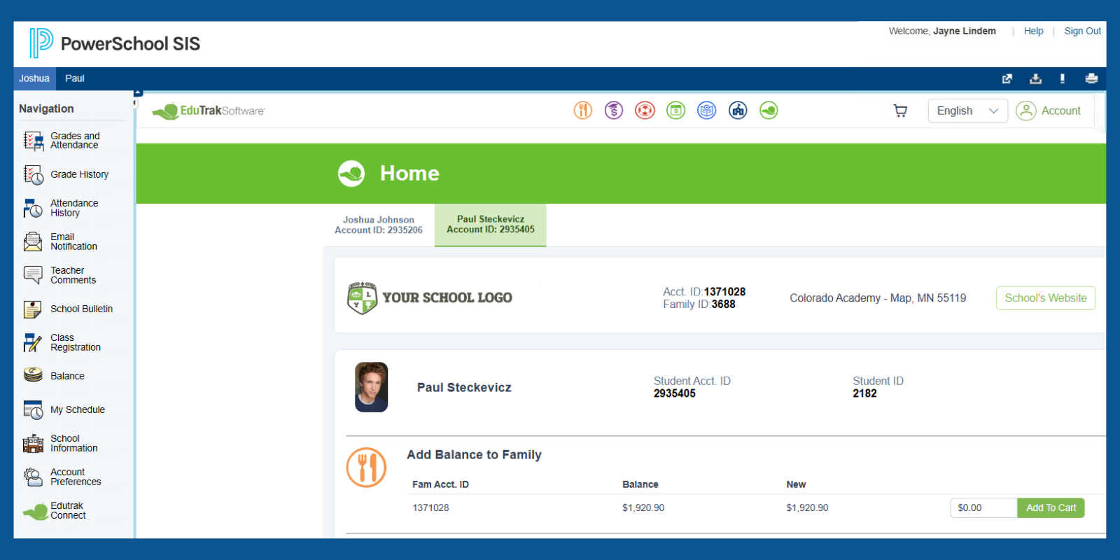 PowerSchool parent view